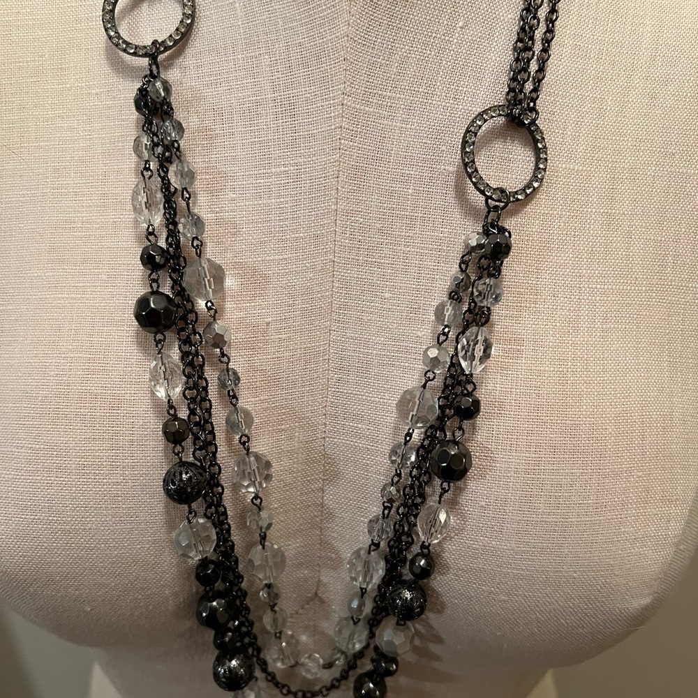 Long beaded necklace.